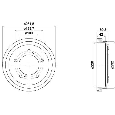 HELLA PAGID 8dt355301951 -  Тормозной барабан